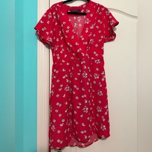 French connection red floral wrap dress